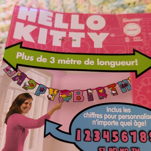 Hello Kitty Pink Birthday Banner,bags and thank you cards all new - Picture 2 of 11